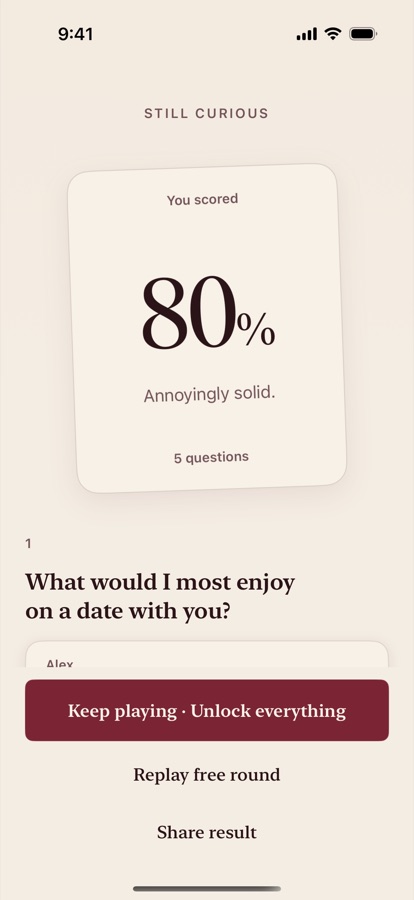 A Guess round result: 80 percent